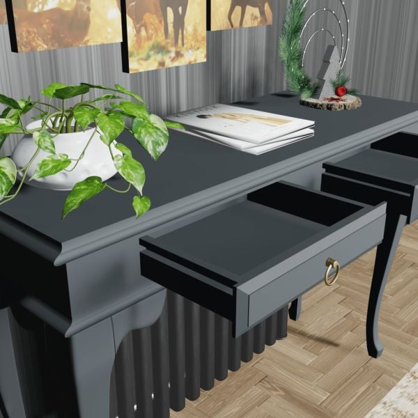 Roys Ahşap 120 Cm Antrasit Gri Çekmeceli Petek Üstü Yüksek Dresuar