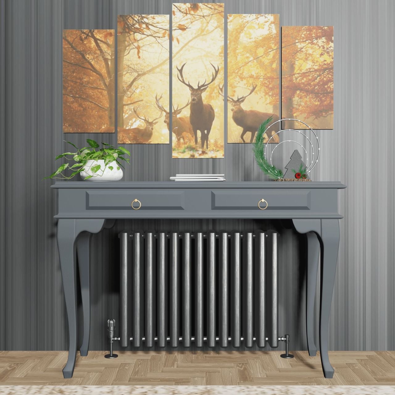 Roys Ahşap 100 Cm Antrasit Gri Çekmeceli Petek Üstü Yüksek Dresuar