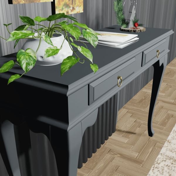 Roys Ahşap 100 Cm Antrasit Gri Çekmeceli Petek Üstü Yüksek Dresuar