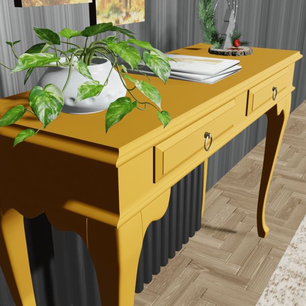 Roys Ahşap 120 Cm Hardal Çekmeceli Petek Üstü Yüksek Dresuar