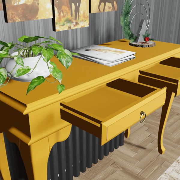 Roys Ahşap 100 Cm Hardal Çekmeceli Petek Üstü Yüksek Dresuar