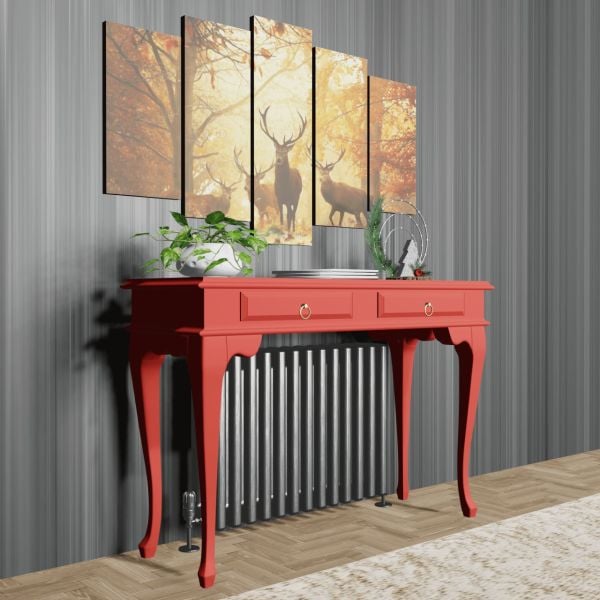 Roys Ahşap 120 Cm Kırmızı Çekmeceli Petek Üstü Yüksek Dresuar