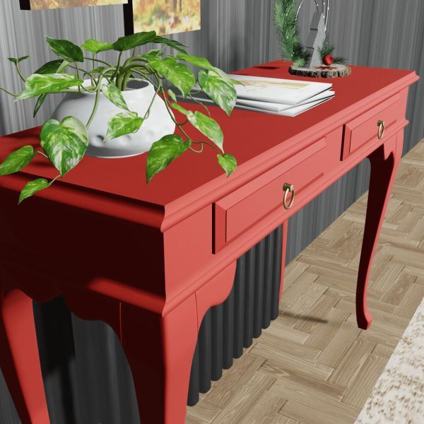 Roys Ahşap 120 Cm Kırmızı Çekmeceli Petek Üstü Yüksek Dresuar