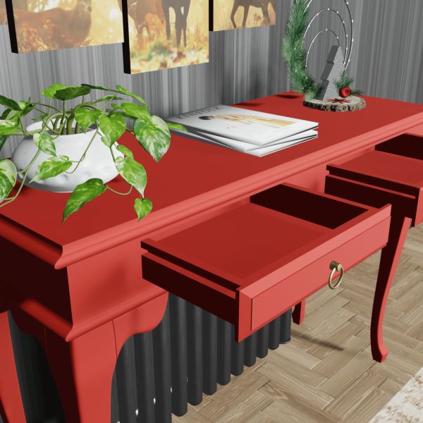 Roys Ahşap 100 Cm Kırmızı Çekmeceli Petek Üstü Yüksek Dresuar