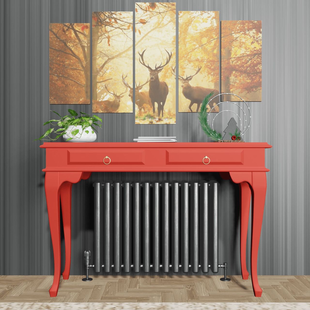 Roys Ahşap 100 Cm Kırmızı Çekmeceli Petek Üstü Yüksek Dresuar