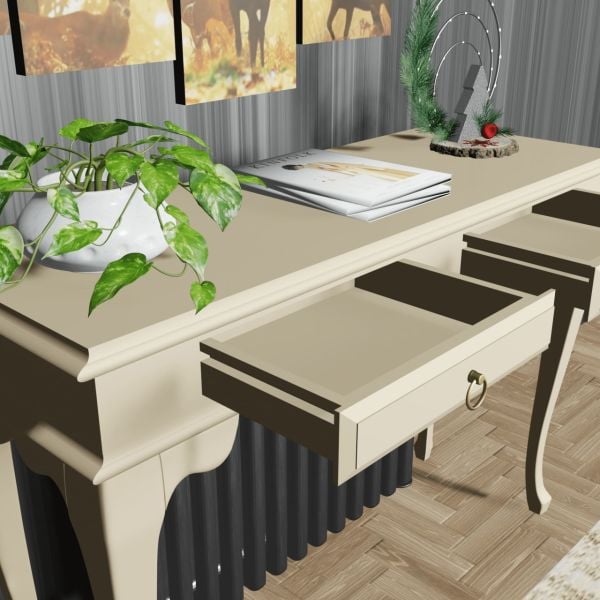 Roys Ahşap 120 Cm Krem Çekmeceli Petek Üstü Yüksek Dresuar