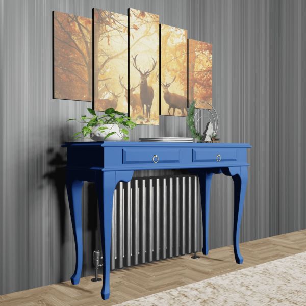 Roys Ahşap 120 Cm Mavi Çekmeceli Petek Üstü Yüksek Dresuar