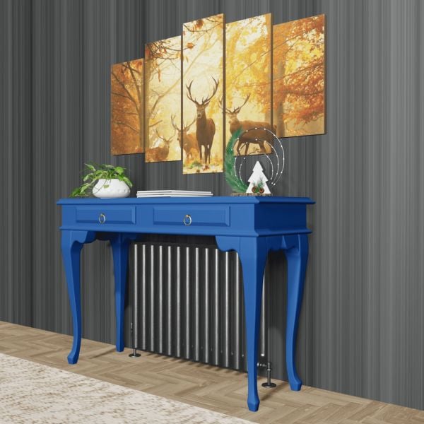 Roys Ahşap 120 Cm Mavi Çekmeceli Petek Üstü Yüksek Dresuar