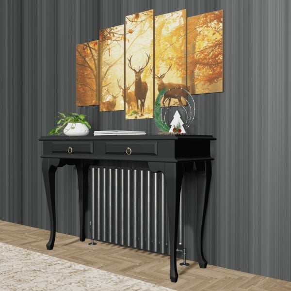 Roys Ahşap 100 Cm Siyah Çekmeceli Petek Üstü Yüksek Dresuar