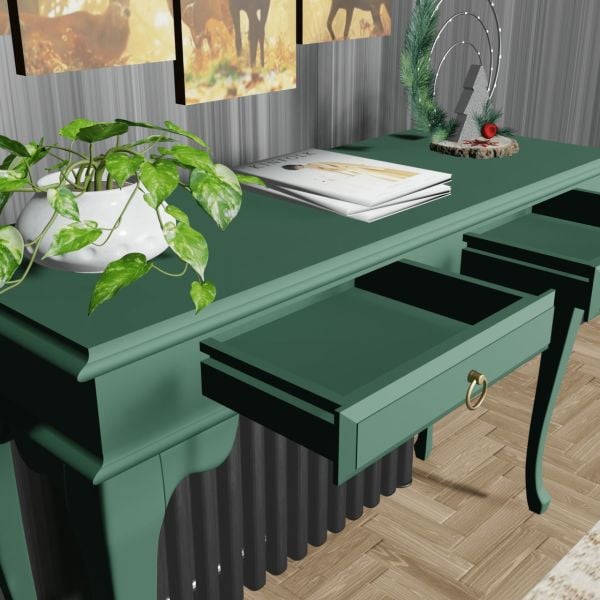 Roys Ahşap 100 Cm Yeşil Çekmeceli Petek Üstü Yüksek Dresuar