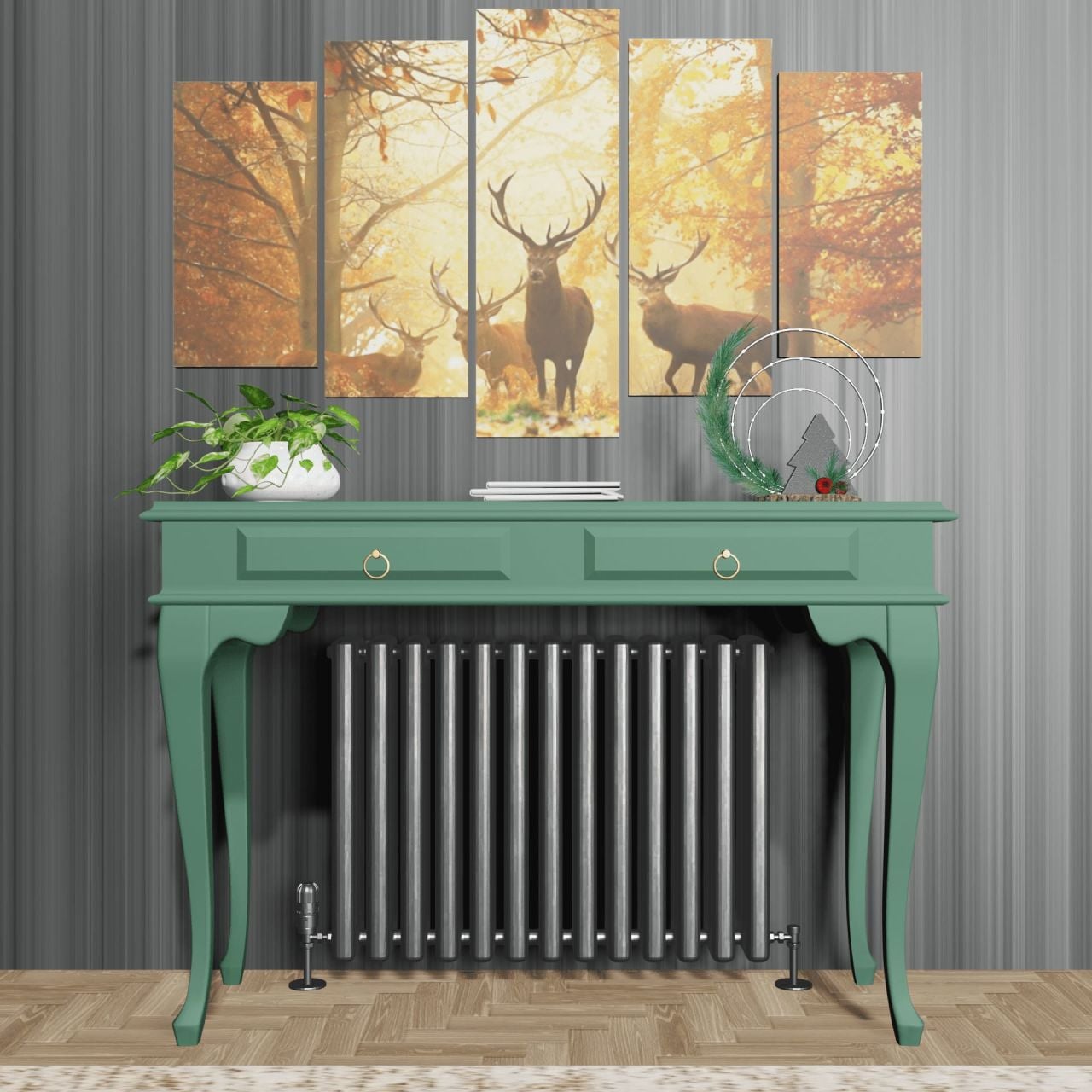 Roys Ahşap 100 Cm Yeşil Çekmeceli Petek Üstü Yüksek Dresuar