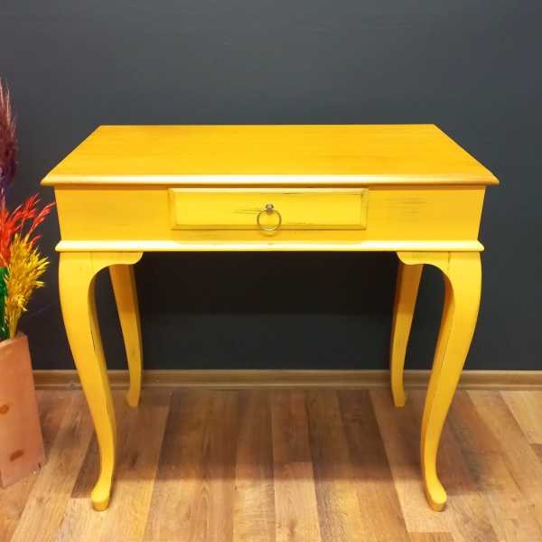 Roys Ahşap 80 Cm Çekmeceli Koyu Sarı Eskitme Dresuar