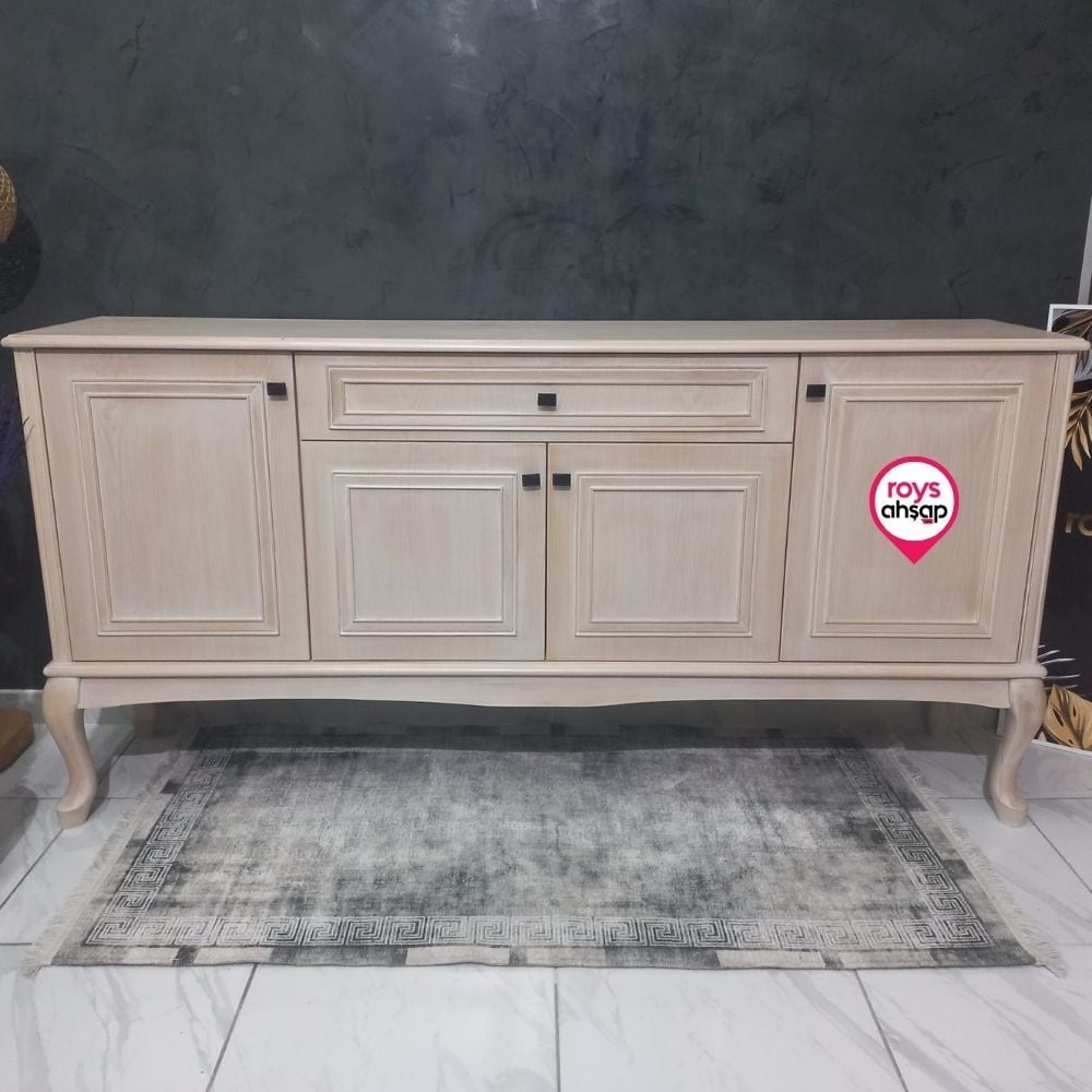 Roys Ahşap Mudo Tarzı Sütlü Kahve 180 Cm Dolaplı Konsol