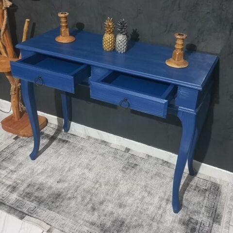 Roys Ahşap 100 Cm Çekmeceli Mavi Eskitme Dresuar