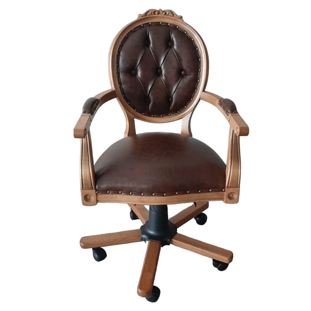 Roys Ahşap 5514 Naturel Amortisörlü Oymalı Çalışma Sandalyesi | Ofis Makam Koltuğu(Kopya)