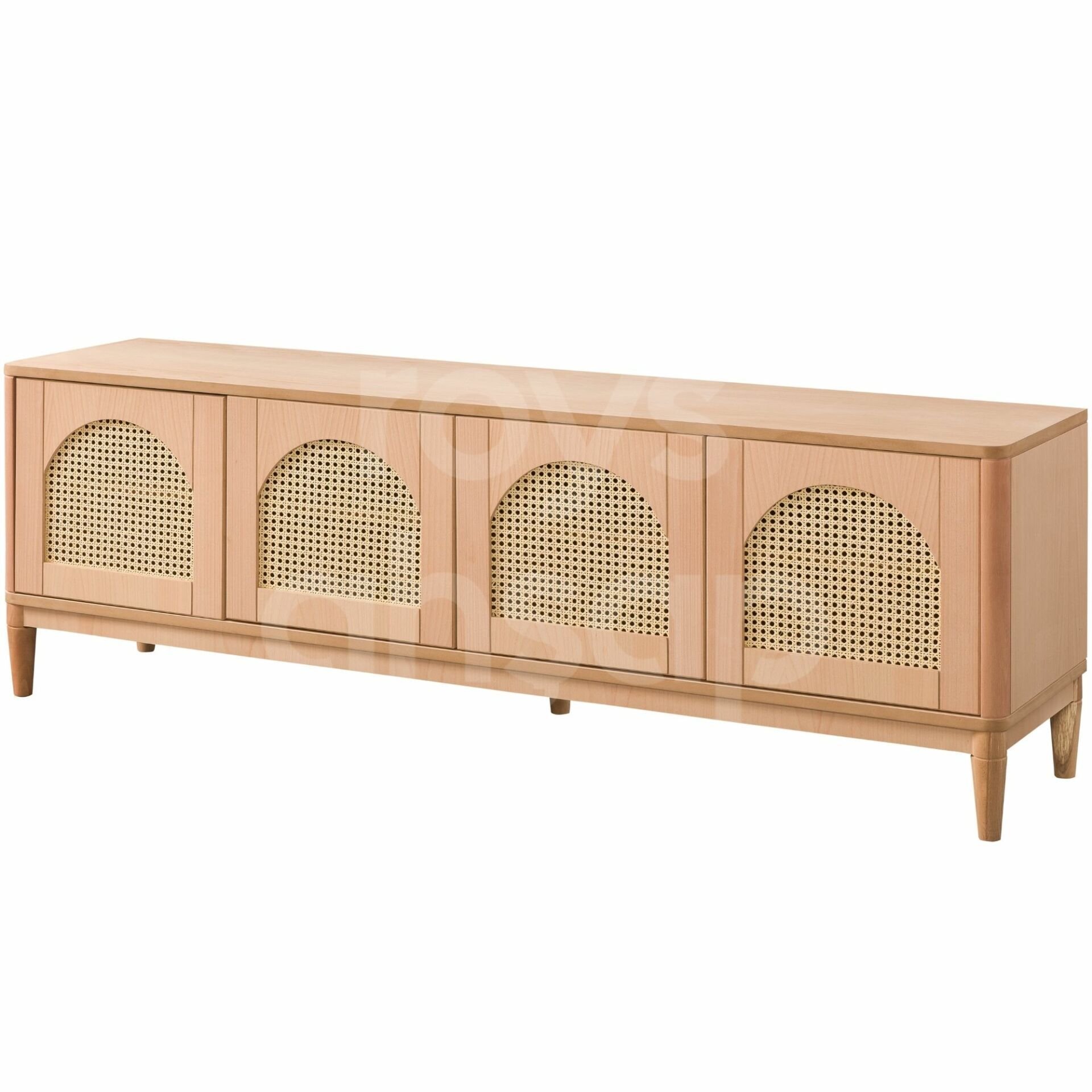 Roys Ahşap 4583 Masif Ham 180 Cm Tokyo Hasırlı Tv Ünitesi(siyah renk)