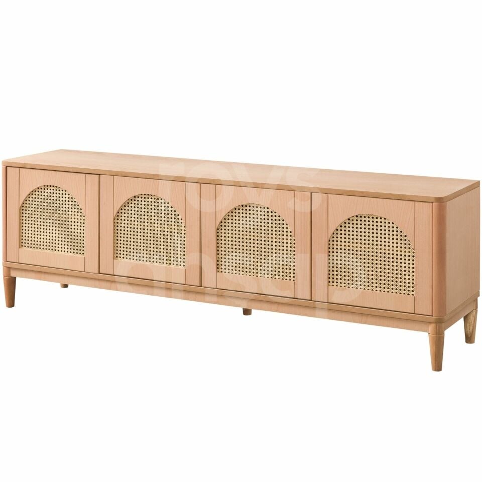 Roys Ahşap 4583 Masif Ham 180 Cm Tokyo Hasırlı Tv Ünitesi(siyah renk)