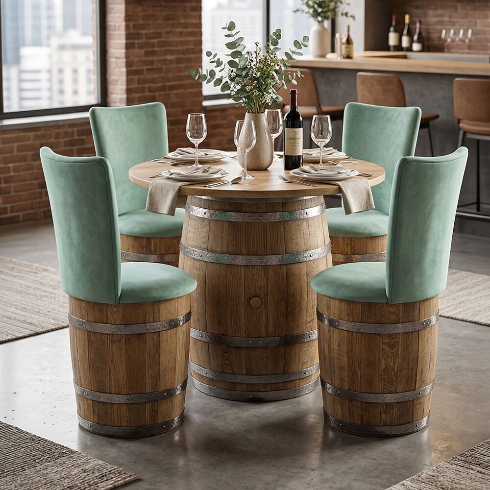 Roys Ahşap Fıçı Masa Takımı