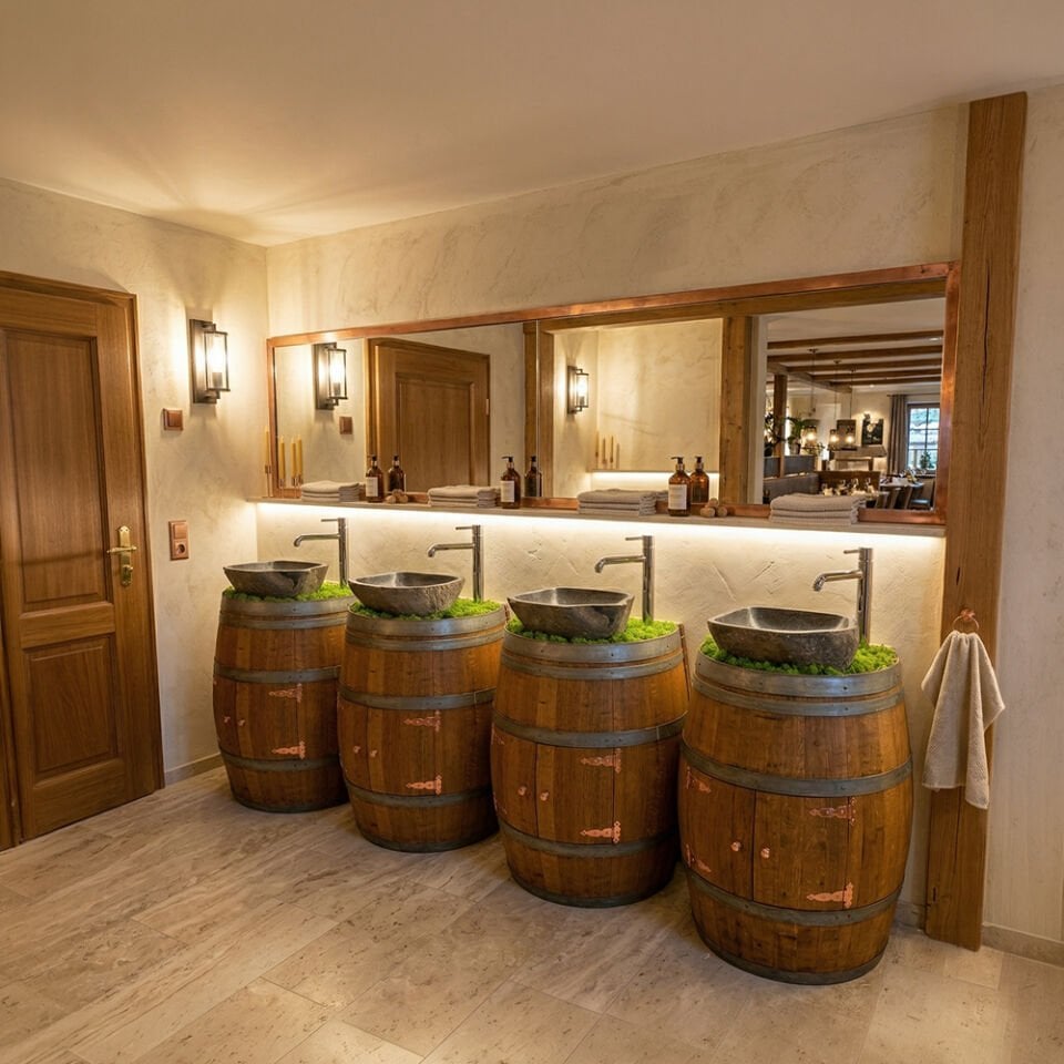 Dekoratif Fıçı Lavabo Takımı