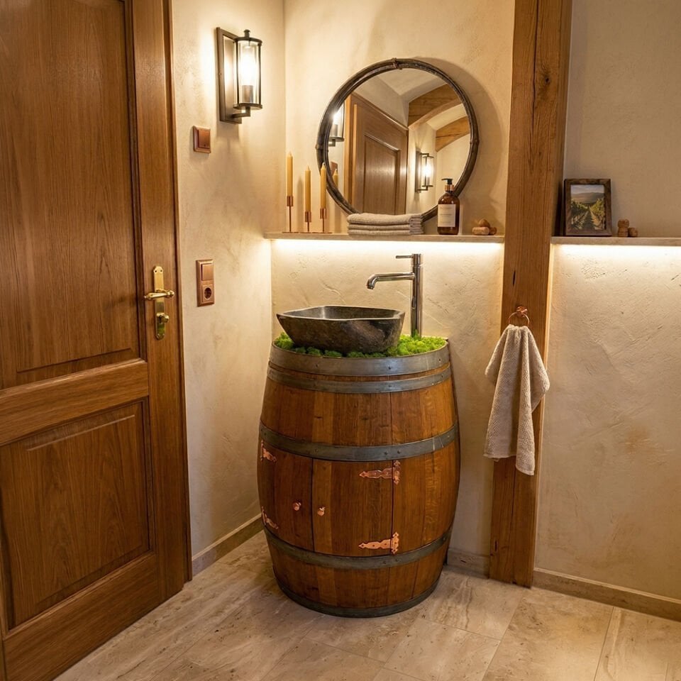 Dekoratif Fıçı Lavabo Takımı