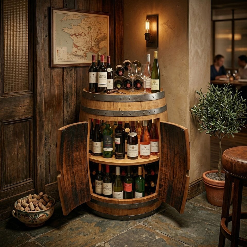 Dekoratif New York Şaraplık Fıçı