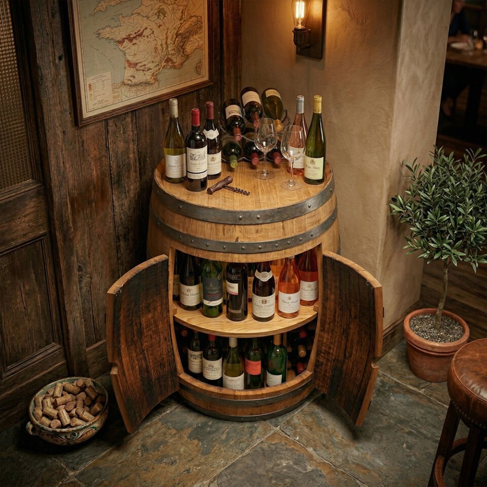 Dekoratif New York Şaraplık Fıçı