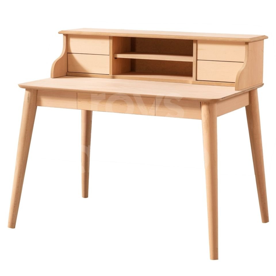 Roys Ahşap 5228 Masif Ham 110 Cm Retro Raflı Çalışma Masası