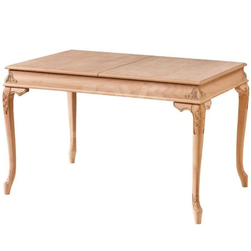 Roys Ahşap 5166 Masif Ham 120 Cm Bombeli Oymalı İlaveli Yemek Masası
