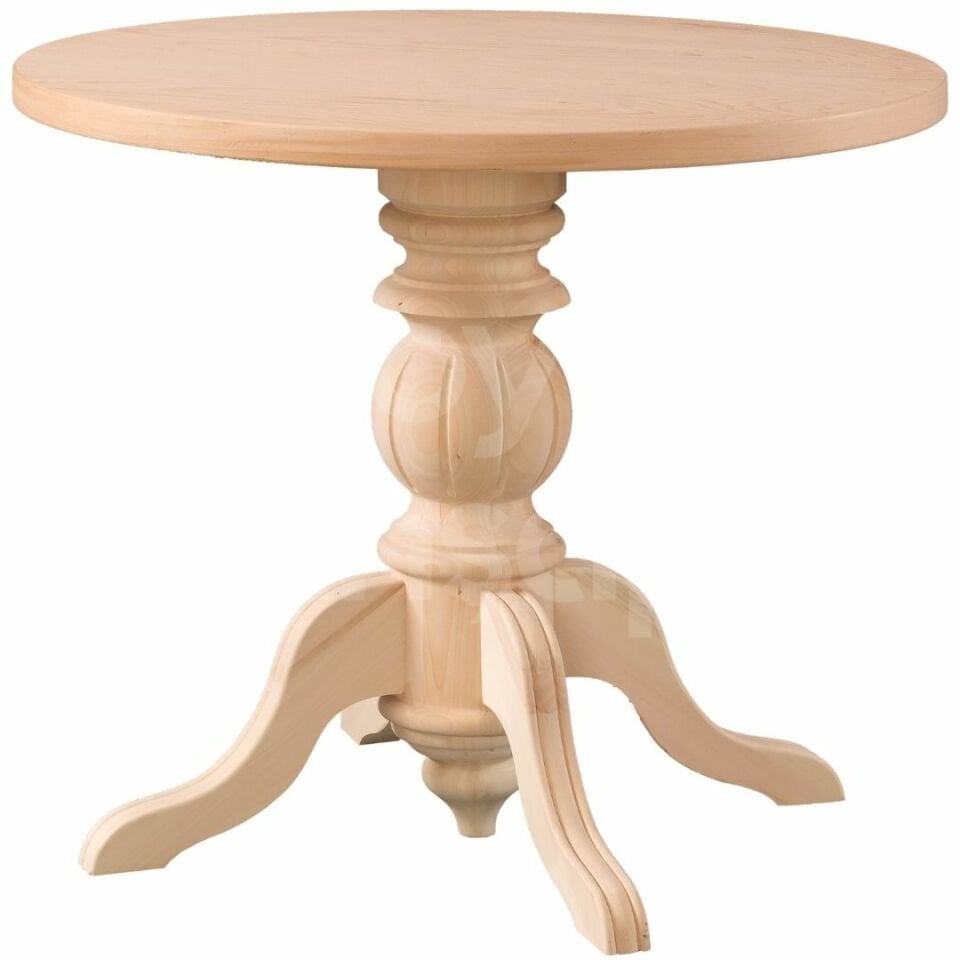 Roys Ahşap 5197 Masif Ham 90 Cm Yuvarlak Sabit Baba Ayak Yemek Masası