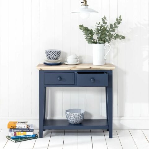 Roys Ahşap 90 Cm Navy Blue Üstü Masif Çekmeceli Dresuar