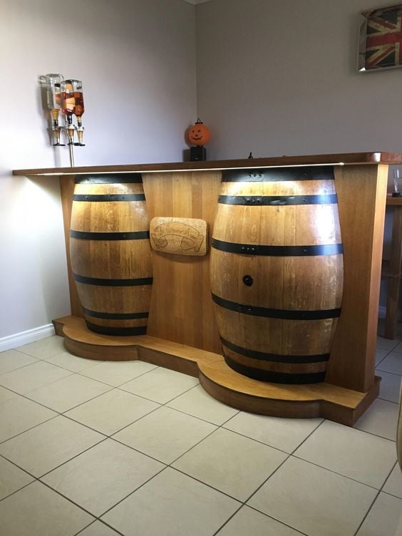 Roys Ahşap Şarap Fıçısı Geniş Çiftli Bar