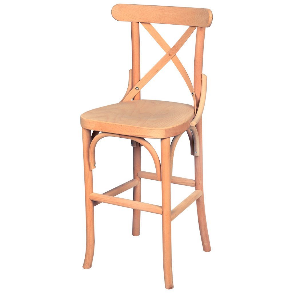 Roys Ahşap 5658 Masif Ham Çapraz Tonet Bar Sandalye
