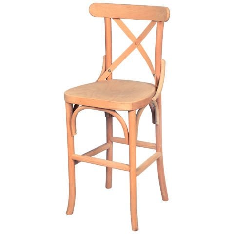 Roys Ahşap 5658 Masif Ham Çapraz Tonet Bar Sandalye