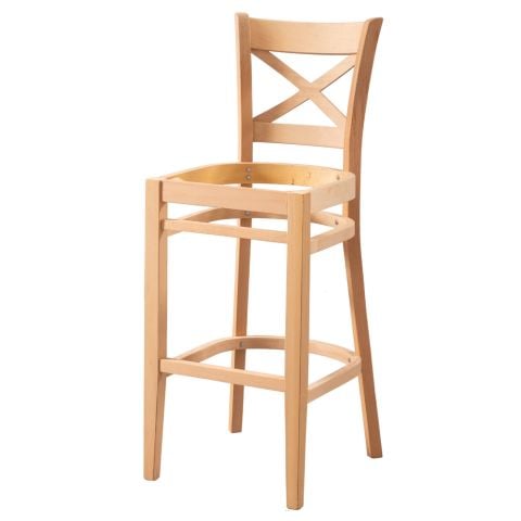 Roys Ahşap 5663 Masif Ham Çapraz Papel Döşemeli Bar Sandalye