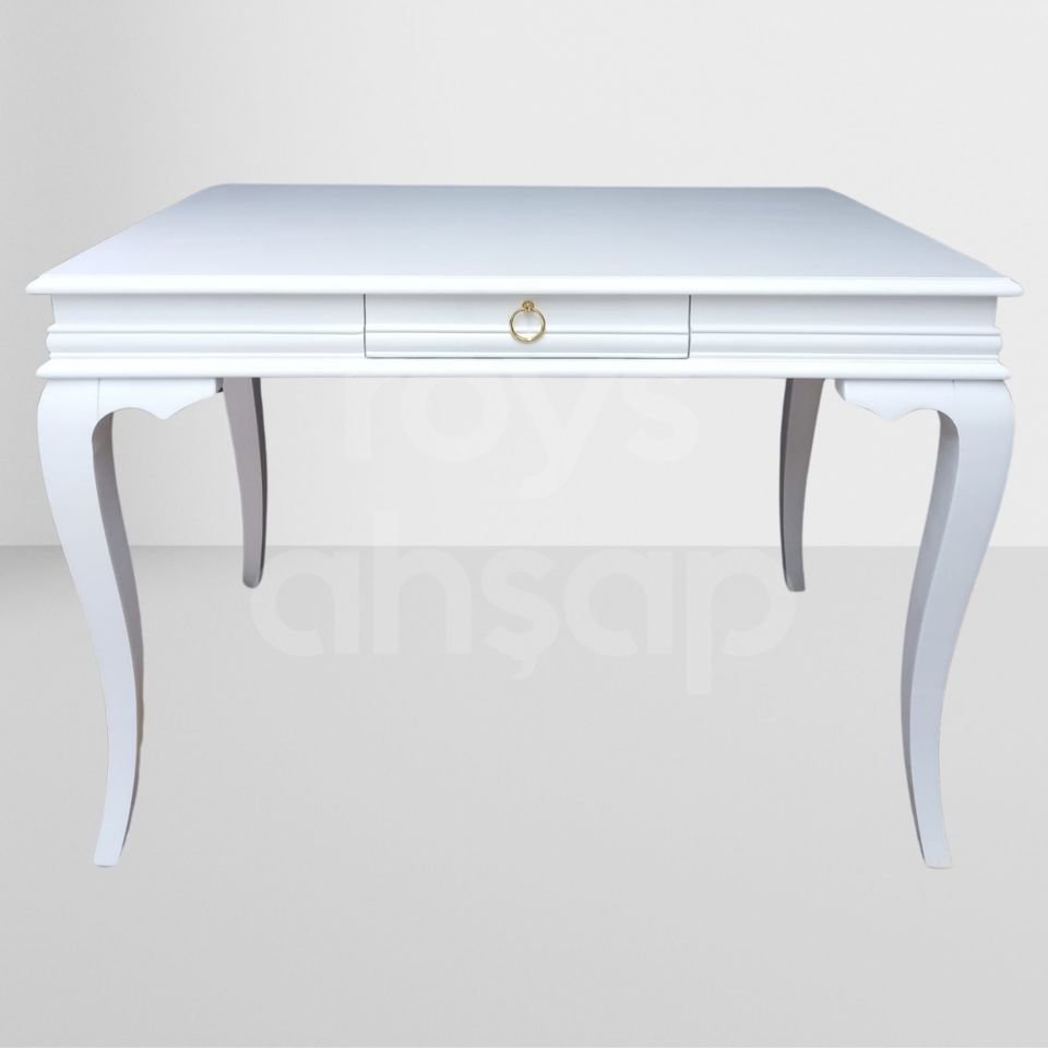 Roys Ahşap 5231 Beyaz 110 Cm Çekmeceli Rustik Ofis Çalışma Masası