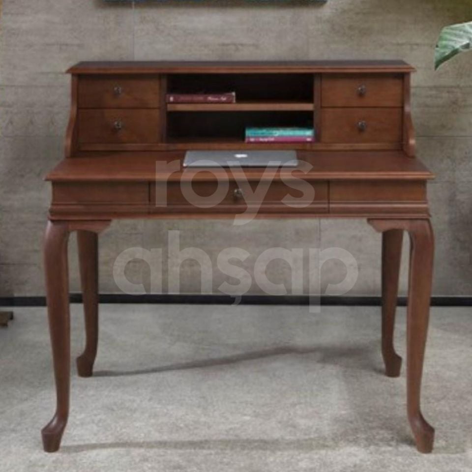 Roys Ahşap 5216 Ceviz 110 Cm Çekmeceli Lükens Raflı Ofis Çalışma Masası