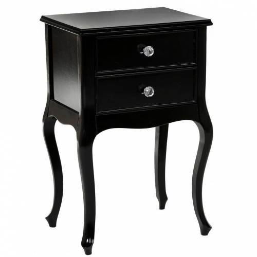 Roys Ahşap Çift Çekmeceli Lükens Siyah Lake Komodin Telefonluk