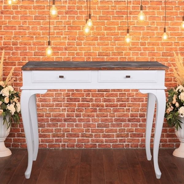 Roys Ahşap 100 Cm Çekmeceli Beyaz Ceviz Dresuar