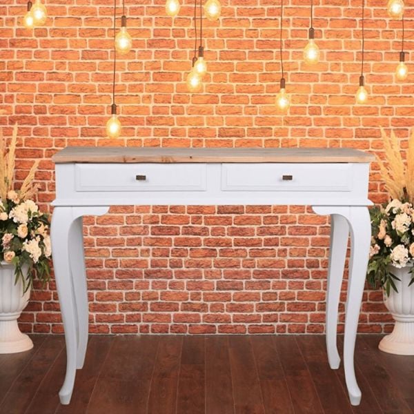 Roys Ahşap 100 Cm Çekmeceli Beyaz Naturel Dresuar