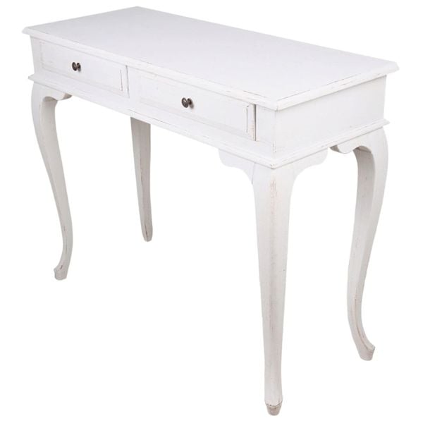 Roys Ahşap 100 Cm Çekmeceli Beyaz Eskitme Dresuar