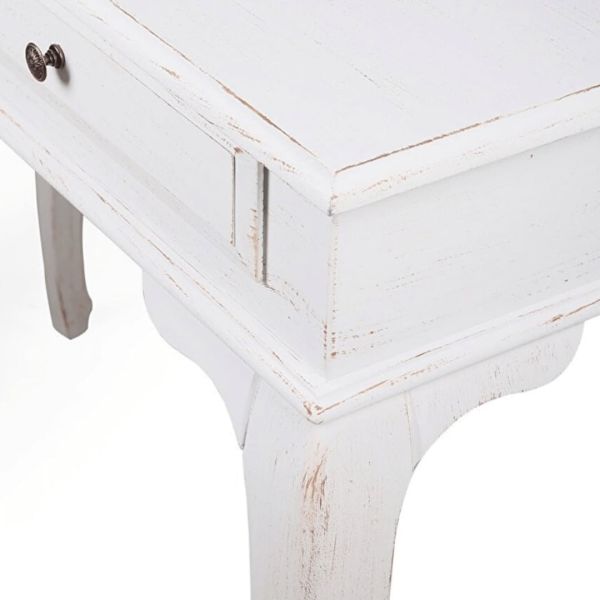 Roys Ahşap 100 Cm Çekmeceli Beyaz Eskitme Dresuar