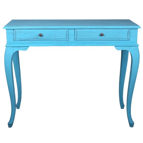 Roys Ahşap 100 Cm Çekmeceli Turkuaz Eskitme Dresuar