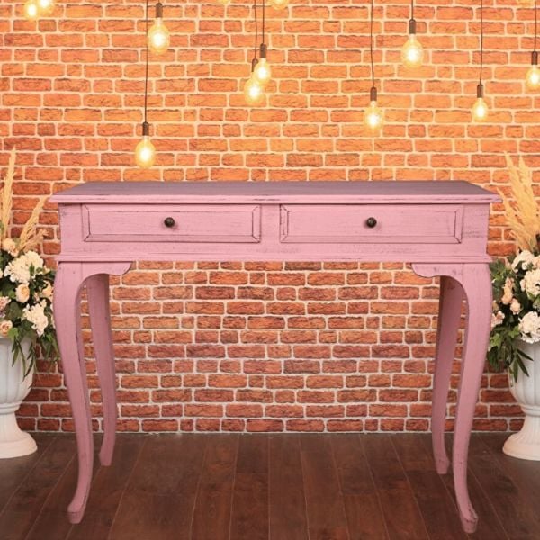 Roys Ahşap 100 Cm Çekmeceli Pembe Eskitme Dresuar