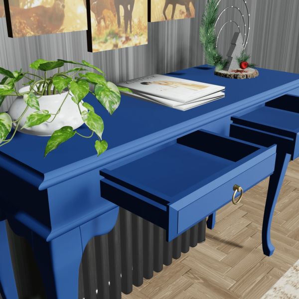 Roys Ahşap 130 Cm Mavi Çekmeceli Petek Üstü Yüksek Dresuar