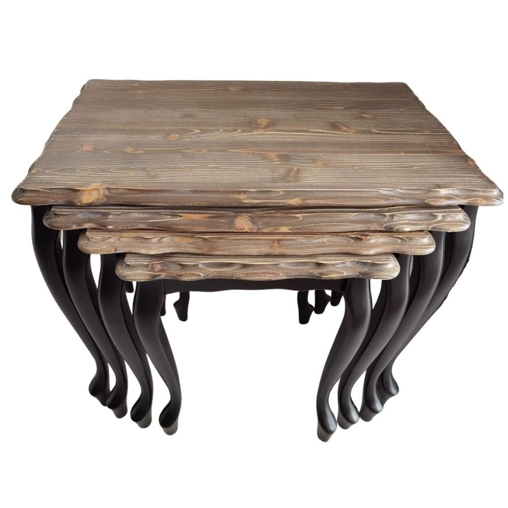 Roys Ahşap 2144 Antrasit Üstü Ceviz Lükens Oymasız Zigon Sehpa