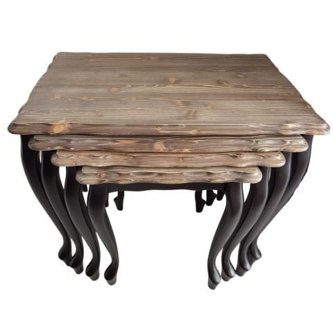 Roys Ahşap 2144 Antrasit Üstü Ceviz Lükens Oymasız Zigon Sehpa