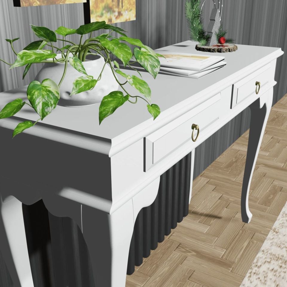 Roys Ahşap 120 Cm Beyaz Çekmeceli Petek Üstü Yüksek Dresuar - 2