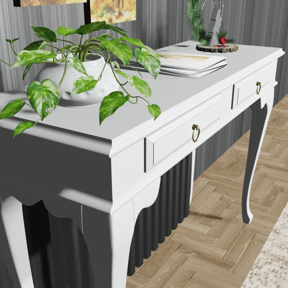 Roys Ahşap 120 Cm Beyaz Çekmeceli Petek Üstü Yüksek Dresuar - 2