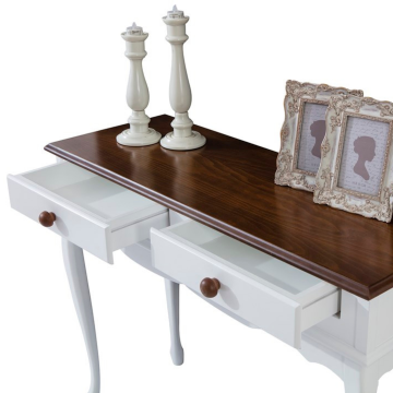 Roys Ahşap 100 Cm Beyaz Üstü Ceviz Çift Çekmeceli Dresuar