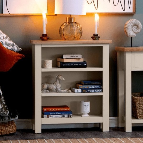Roys Ahşap 70 Cm Fildişi Üstü Ceviz Alçak Kitaplık
